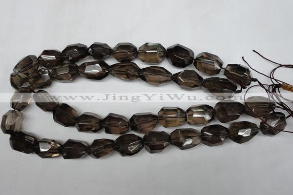 CSQ267 15.5 inches 15*20mm faceted nuggets smoky quartz beads