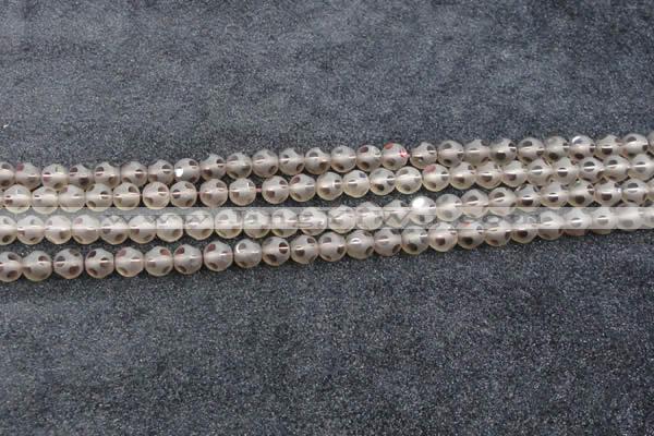 CSQ501 15.5 inches 6mm faceted round matte smoky quartz beads