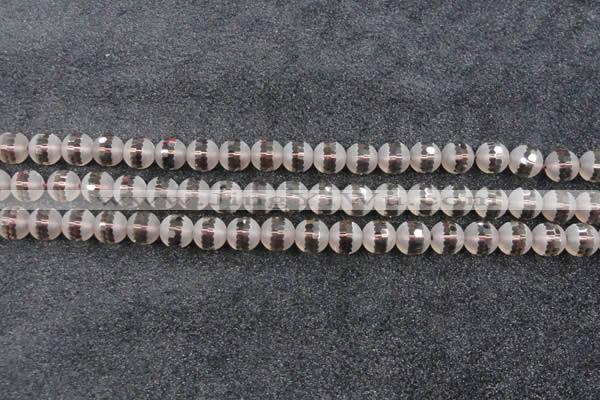 CSQ508 15.5 inches 10mm faceted round matte smoky quartz beads