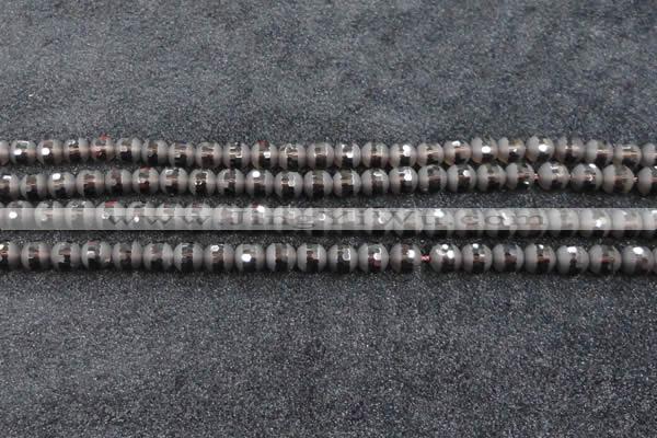 CSQ511 15.5 inches 6mm faceted round matte smoky quartz beads