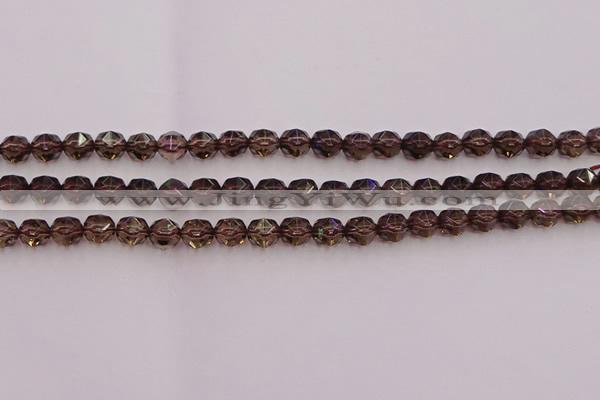 CSQ526 15.5 inches 6mm faceted nuggets smoky quartz gemstone beads