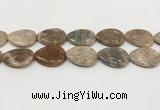 CSS412 15.5 inches 22*30mm flat teardrop sunstone beads wholesale