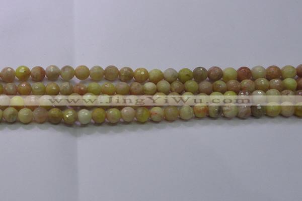 CSS611 15.5 inches 6mm faceted round yellow sunstone gemstone beads