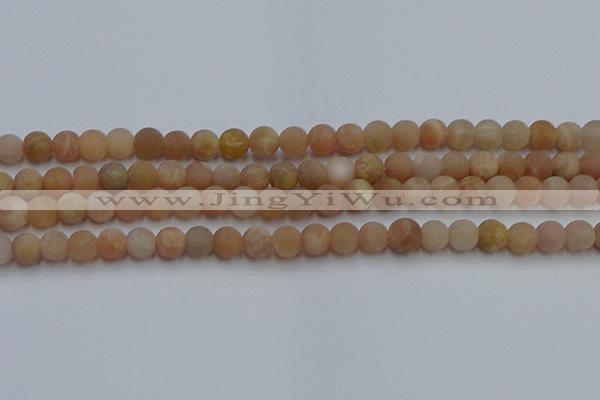 CSS651 15.5 inches 6mm round matte sunstone beads wholesale
