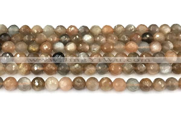 CSS826 15 inches 8mm faceted round sunstone beads