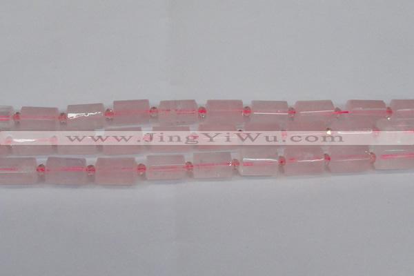 CTB212 15.5 inches 13*18mm faceted tube rose quartz beads