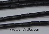 CTB300 15.5 inches 3*6mm tube black stone beads wholesale