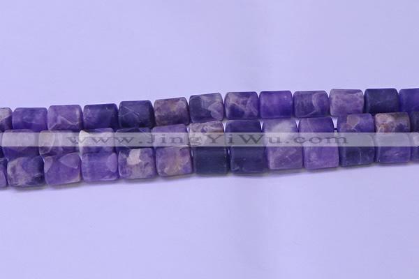 CTB563 15.5 inches 10*13mm triangle matte dogtooth amethyst beads