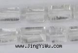 CTB730 15.5 inches 6*10mm - 8*12mm faceted tube white crystal beads