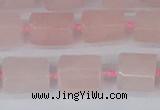 CTB731 15.5 inches 6*10mm - 8*12mm faceted tube rose quartz beads