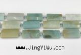 CTB851 13*25mm - 15*28mm faceted flat tube amazonite beads