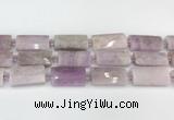 CTB854 13*25mm - 15*28mm faceted flat tube kunzite beads