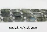 CTB857 13*25mm - 15*28mm faceted flat tube labradorite beads