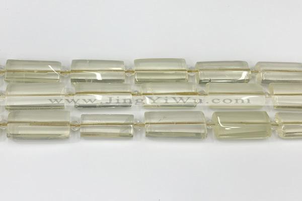 CTB858 13*25mm - 15*28mm faceted flat tube lemon quartz beads