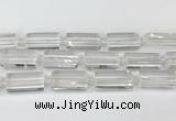 CTB860 13*25mm - 15*28mm faceted flat tube white crystal beads