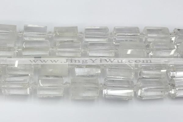CTB875 13*25mm - 14*19mm faceted tube yellow white crystal beads