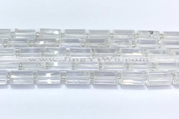 CTB900 15 inches 10*16mm faceted tube white crystal beads