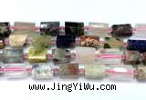 CTB949 15 inches 13*25mm - 14*19mm faceted tube mixed gemstone beads