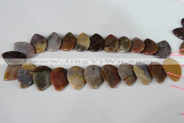 CTD10 Top drilled 22*30mm flat teardrop jasper gemstone beads