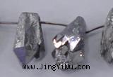CTD1124 Top drilled 10*22mm - 12*30mm nuggets plated quartz beads