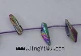 CTD1131 Top drilled 4*12mm - 6*20mm nuggets plated quartz beads