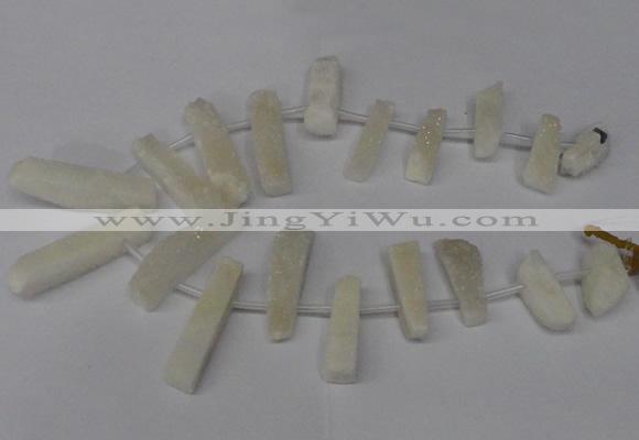 CTD1608 Top drilled 13*25mm - 15*45mm freeform plated druzy quartz beads