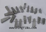 CTD1610 Top drilled 13*25mm - 15*45mm freeform plated druzy quartz beads