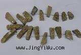 CTD1612 Top drilled 13*25mm - 15*45mm freeform plated druzy quartz beads