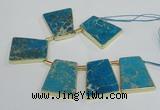 CTD1954 Top drilled 30*40mm - 35*45mm trapezoid sea sediment jasper beads
