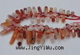 CTD2112 Top drilled 10*25mm - 12*45mm sticks pink quartz beads