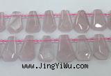 CTD2271 Top drilled 16*28mm - 20*30mm faceted freeform rose quartz beads