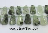 CTD2273 16*28mm - 20*30mm faceted freeform green rutilated quartz beads
