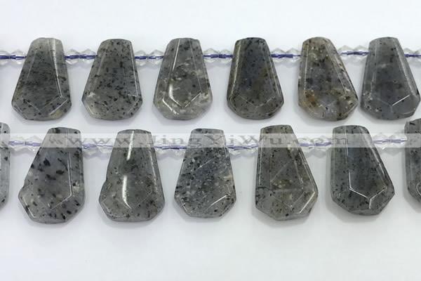 CTD2352 Top drilled 16*18mm - 20*30mm freeform moss quartz beads