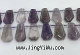 CTD2356 Top drilled 16*18mm - 20*30mm faceted freeform amethyst beads