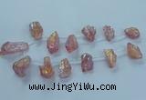 CTD2622 Top drilled 10*25mm - 20*45mm nuggets plated druzy quartz beads