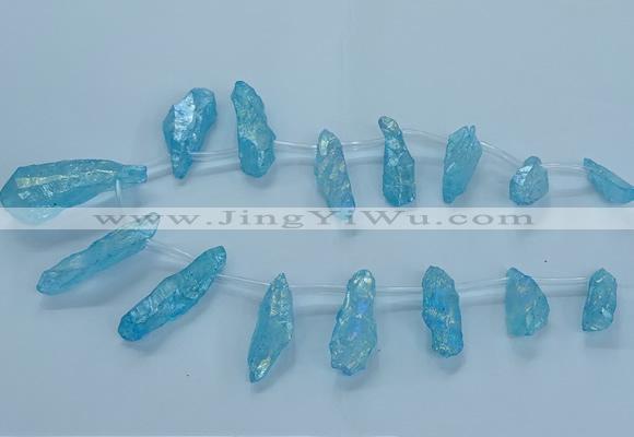 CTD2626 Top drilled 10*25mm - 20*45mm nuggets plated druzy quartz beads