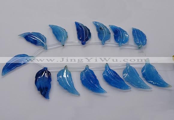 CTD2775 Top drilled 20*45mm - 25*55mm carved leaf agate beads