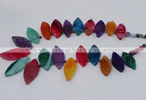 CTD2794 Top drilled 15*30mm - 25*45mm marquise agate gemstone beads