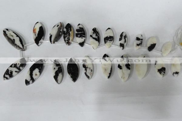 CTD31 Top drilled 10*23mm – 17*55mm marquise black & white jasper beads