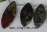 CTD33 Top drilled 10*24mm – 17*40mm marquise dragon blood jasper beads