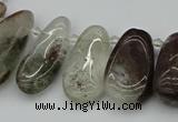 CTD3541 Top drilled 10*22mm - 15*45mm freeform green phantom quartz beads