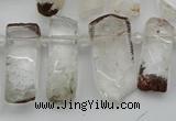 CTD3544 Top drilled 10*20mm - 12*35mm sticks green phantom quartz beads