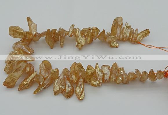 CTD3557 Top drilled 10*20mm - 12*30mm sticks plated quartz beads
