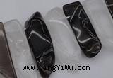 CTD356 10*25mm - 10*50mm wand white crystal & smoky quartz beads