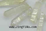 CTD3575 Top drilled 6*20mm - 8*45mm sticks plated white crystal beads