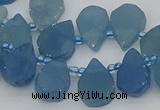 CTD3629 Top drilled 12*15mm - 15*18mm flat teardrop aquamarine beads