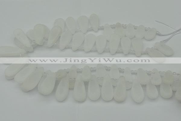 CTD3645 Top drilled 10*20mm - 15*45mm freeform matte white crystal beads