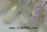 CTD3656 Top drilled 8*15mm - 11*30mm sticks plated white crystal beads