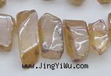 CTD3659 Top drilled 8*15mm - 11*30mm sticks plated white crystal beads