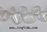 CTD3671 Top drilled 5*8mm - 10*14mm freeform plated white crystal beads